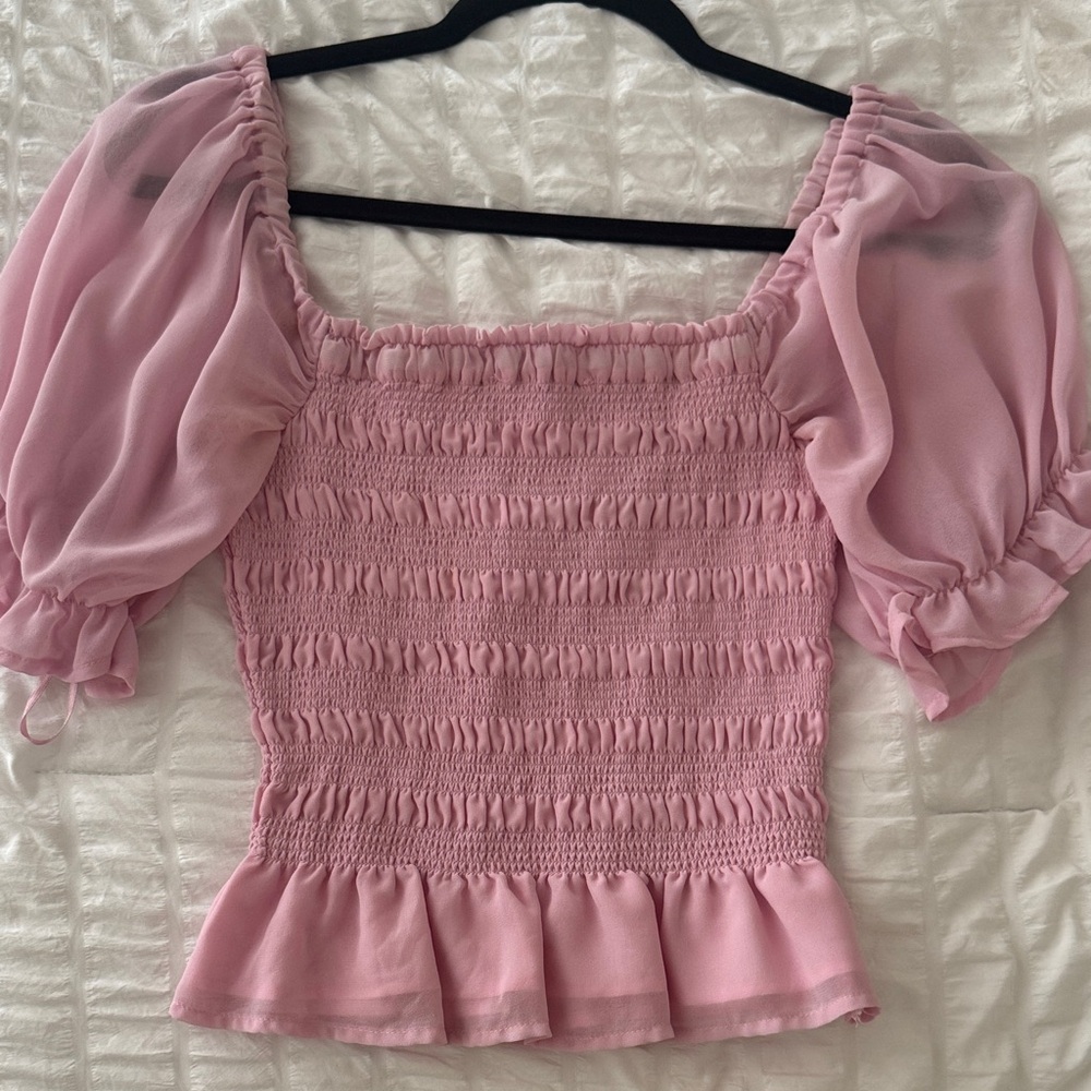 Show Me Your MuMu Blush Smocked Blouse
